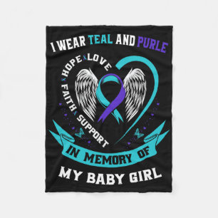 I Wear Teal And Purple Byby Suicide Prevention Awa Fleece Blanket