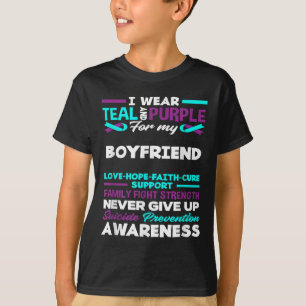 I Wear Teal And Purple For My Boyfriend Suicide Aw T-Shirt