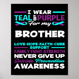 I Wear Teal And Purple For My Brother Suicide Awar Poster