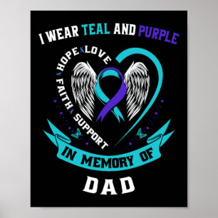 I Wear Teal And Purple For My Dad Suicide Awarenes Poster