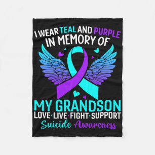 I Wear Teal And Purple For My Grandson Suicide Pre Fleece Blanket