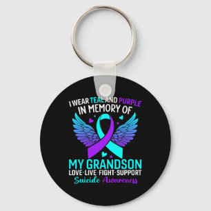 I Wear Teal And Purple For My Grandson Suicide Pre Keychain