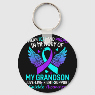 I Wear Teal And Purple For My Grandson Suicide Pre Keychain