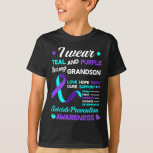 I Wear Teal and Purple For My Grandson Suicide Pre T-Shirt