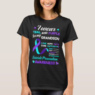 I Wear Teal and Purple For My Grandson Suicide Pre T-Shirt