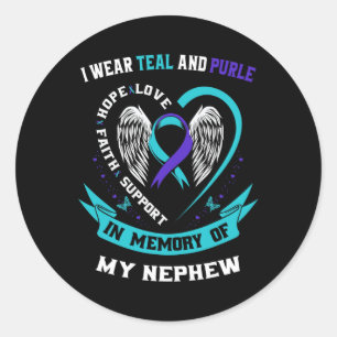 I Wear Teal And Purple For My Nephew Suicide Aware Classic Round Sticker
