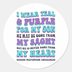 I Wear Teal And Purple For My Son Suicide Preventi Classic Round Sticker