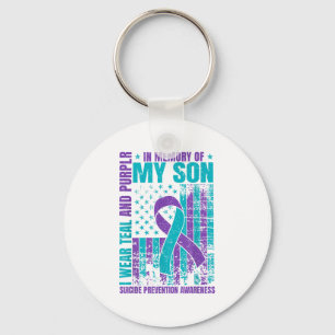 I Wear Teal And Purple For My Son Suicide Preventi Keychain
