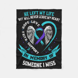 I Wear Teal And Purple For Someone I Miss Suicide Fleece Blanket