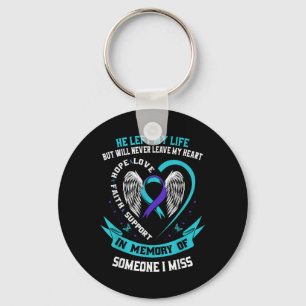 I Wear Teal And Purple For Someone I Miss Suicide Keychain