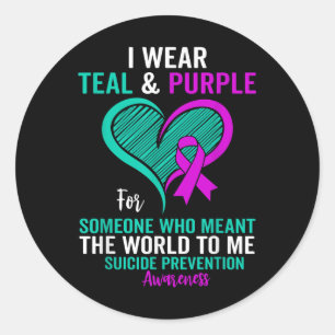 I Wear Teal And Purple For Suicide Prevention Awar Classic Round Sticker