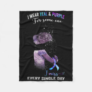 I Wear Teal And Purple For Suicide Prevention Awar Fleece Blanket