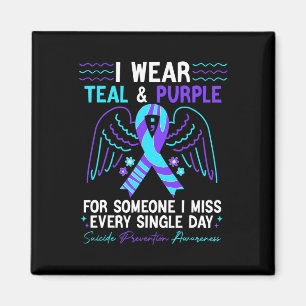 I Wear Teal And Purple For Suicide Prevention Awar Magnet