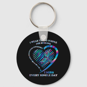 I Wear Teal And Purple Heart Suicide Prevention Aw Keychain