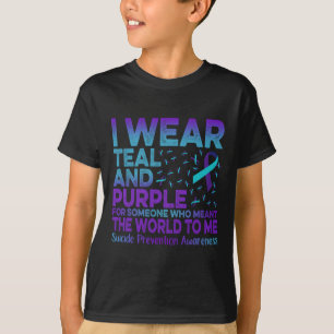 I Wear Teal And Purple Ribbon Suicide Prevention A T-Shirt