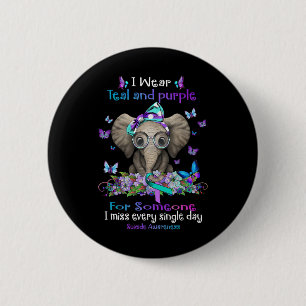 I Wear Teal And Purple Suicide Awareness Elephant 2 Inch Round Button