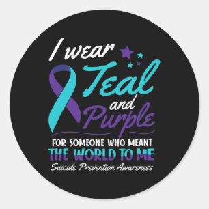 I Wear Teal and Purple Suicide Awareness Mental He Classic Round Sticker
