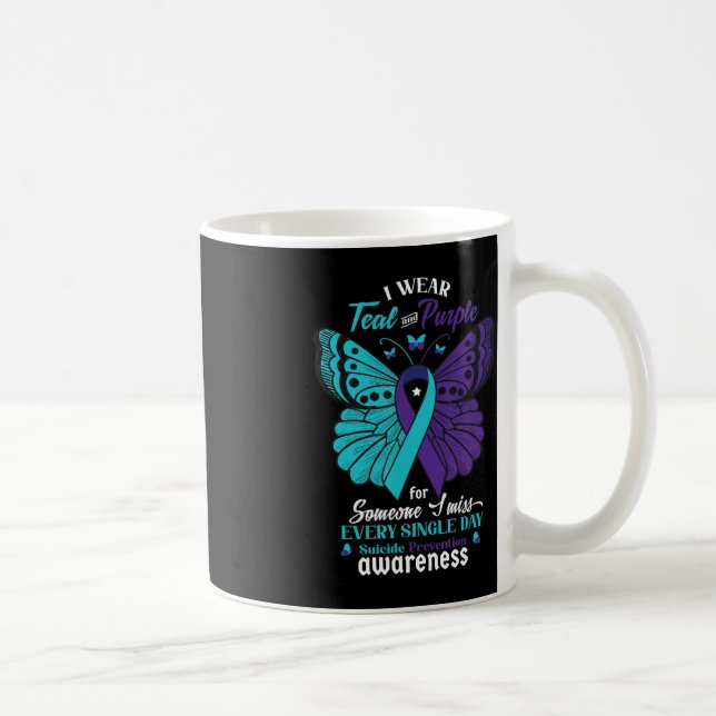 I Wear Teal and Purple Suicide Awareness Mental He Coffee Mug (Right)