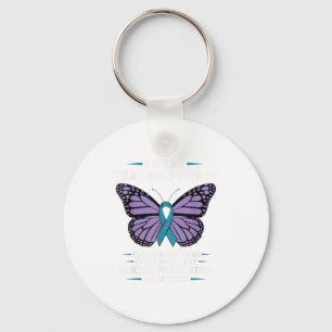 I Wear Teal And Purple Suicide Awareness Mental He Keychain