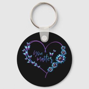 I Wear Teal And Purple Suicide Awareness Mental He Keychain