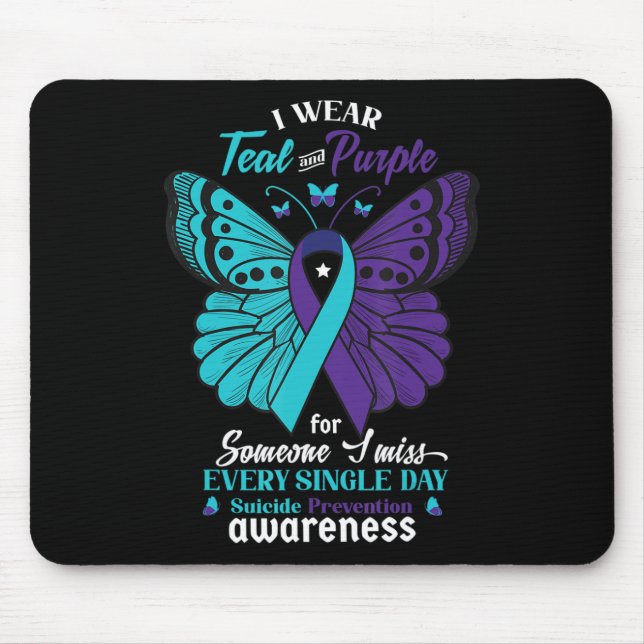 I Wear Teal and Purple Suicide Awareness Mental He Mouse Pad (Front)