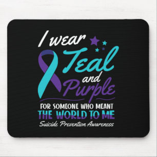 I Wear Teal and Purple Suicide Awareness Mental He Mouse Pad