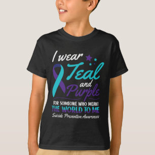 I Wear Teal and Purple Suicide Awareness Mental He T-Shirt