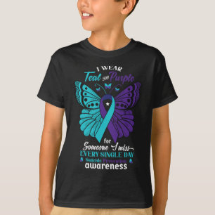I Wear Teal And Purple Suicide Awareness Mental He T-Shirt