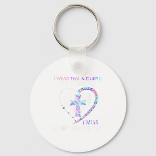 I Wear Teal And Purple Suicide Awareness Ribbon Cr Keychain