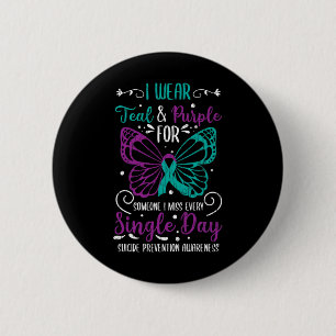 I Wear Teal And Purple Suicide Prevention Awarenes 2 Inch Round Button