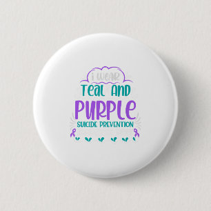 I Wear Teal And Purple Suicide Prevention Awarenes 2 Inch Round Button