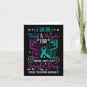 I Wear Teal And Purple Suicide Prevention Awarenes Card