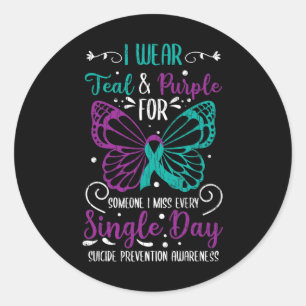 I Wear Teal And Purple Suicide Prevention Awarenes Classic Round Sticker