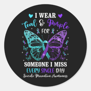 I Wear Teal And Purple Suicide Prevention Awarenes Classic Round Sticker