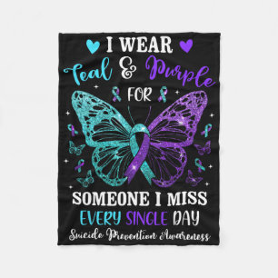 I Wear Teal And Purple Suicide Prevention Awarenes Fleece Blanket