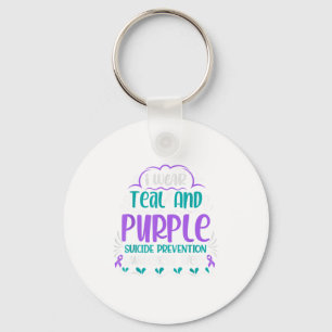 I Wear Teal And Purple Suicide Prevention Awarenes Keychain