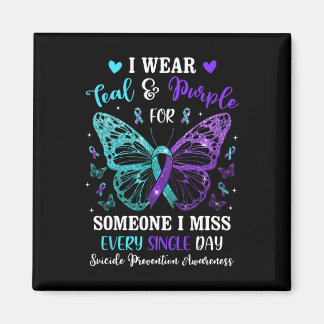 I Wear Teal And Purple Suicide Prevention Awarenes Magnet