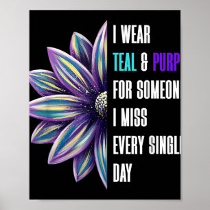I Wear Teal And Purple Suicide Prevention Awarenes Poster