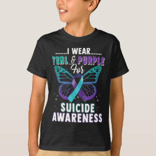 I Wear Teal and Purple Support Suicide Awareness  T-Shirt