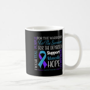 I Wear Teal And Purple Teal Purple Ribbon Suicide  Coffee Mug