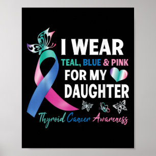 I Wear Teal Blue & Pink For My Daughter Thyroi Poster