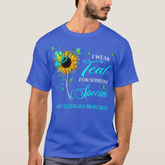 I Wear Teal For Food Allergies Awareness Sunflower T-Shirt