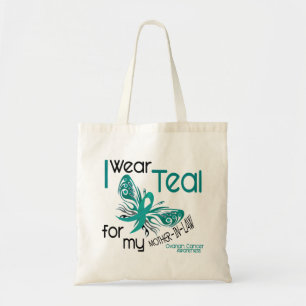 I Wear Teal For Mother-In-Law 45 Ovarian Cancer Tote Bag