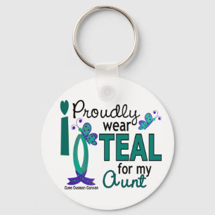 I Wear Teal For My Aunt 27 Ovarian Cancer Keychain