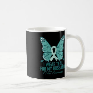 I Wear Teal For My Husband PTSD Awareness Teal Rib Coffee Mug