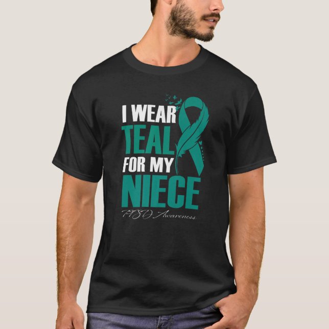 I Wear Teal For My Niece PTSD Awareness Feather T-Shirt (Front)