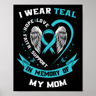 I Wear Teal Love Hope Faith Support In Memory Of M Poster