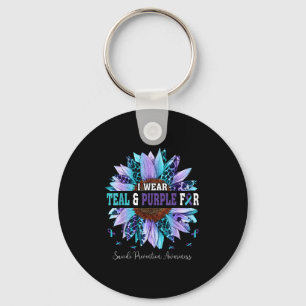 I Wear Teal Puple For Suicide Prevention Awareness Keychain