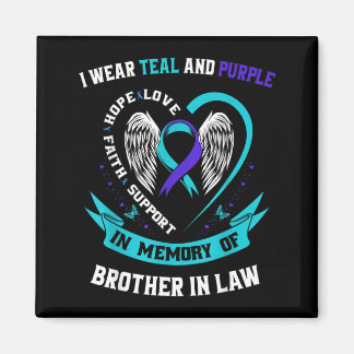 I Wear Teal Purple Awareness Shirt Brother In Law Magnet