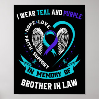 I Wear Teal Purple Awareness Shirt Brother In Law Poster